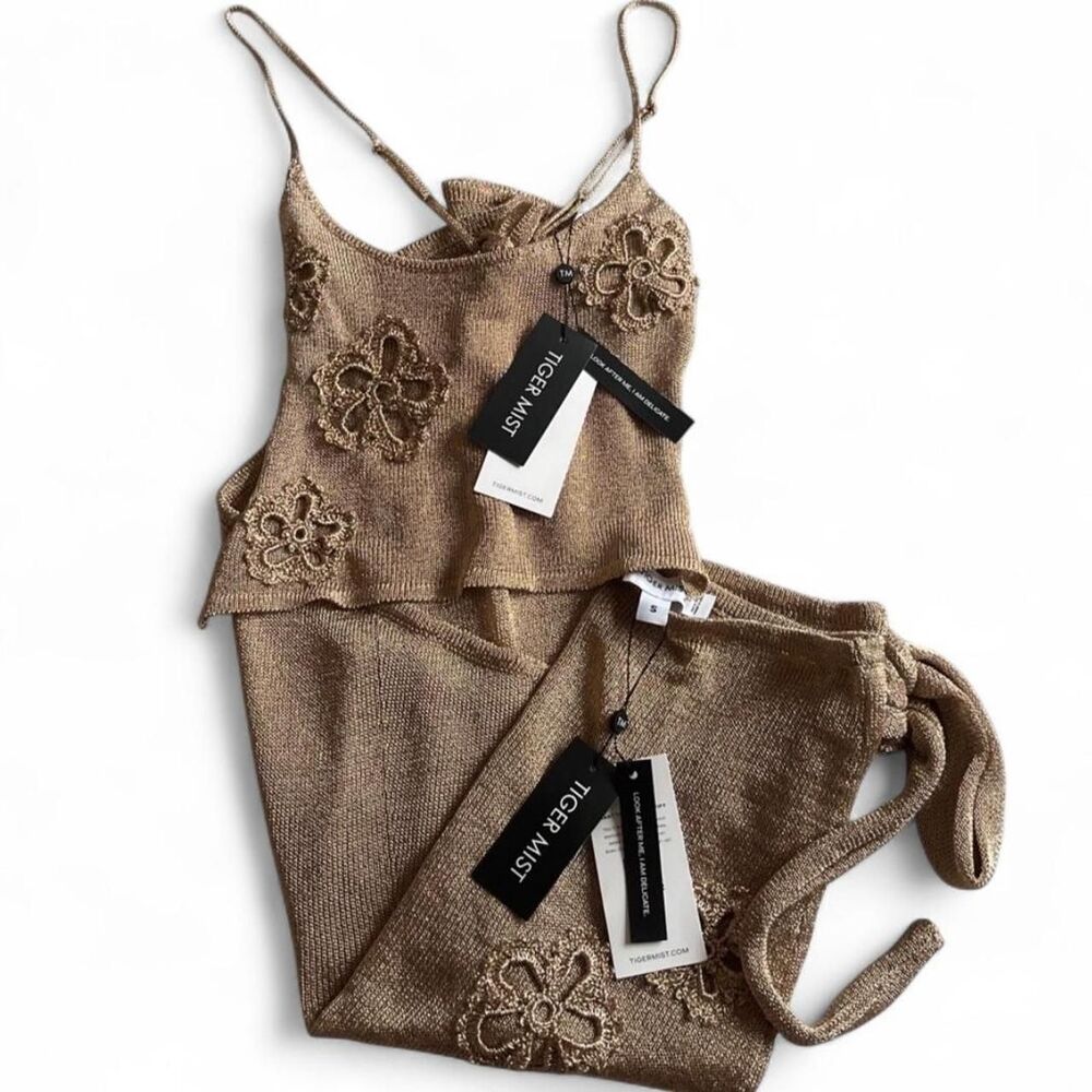 Tiger-mist Women's Tan and Gold Dress